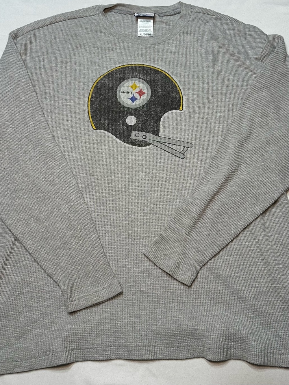Gray Thermal Long-Sleeve Sweater with Football Helmet Graphic